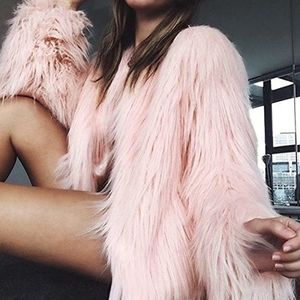 Pink faux fur jacket
